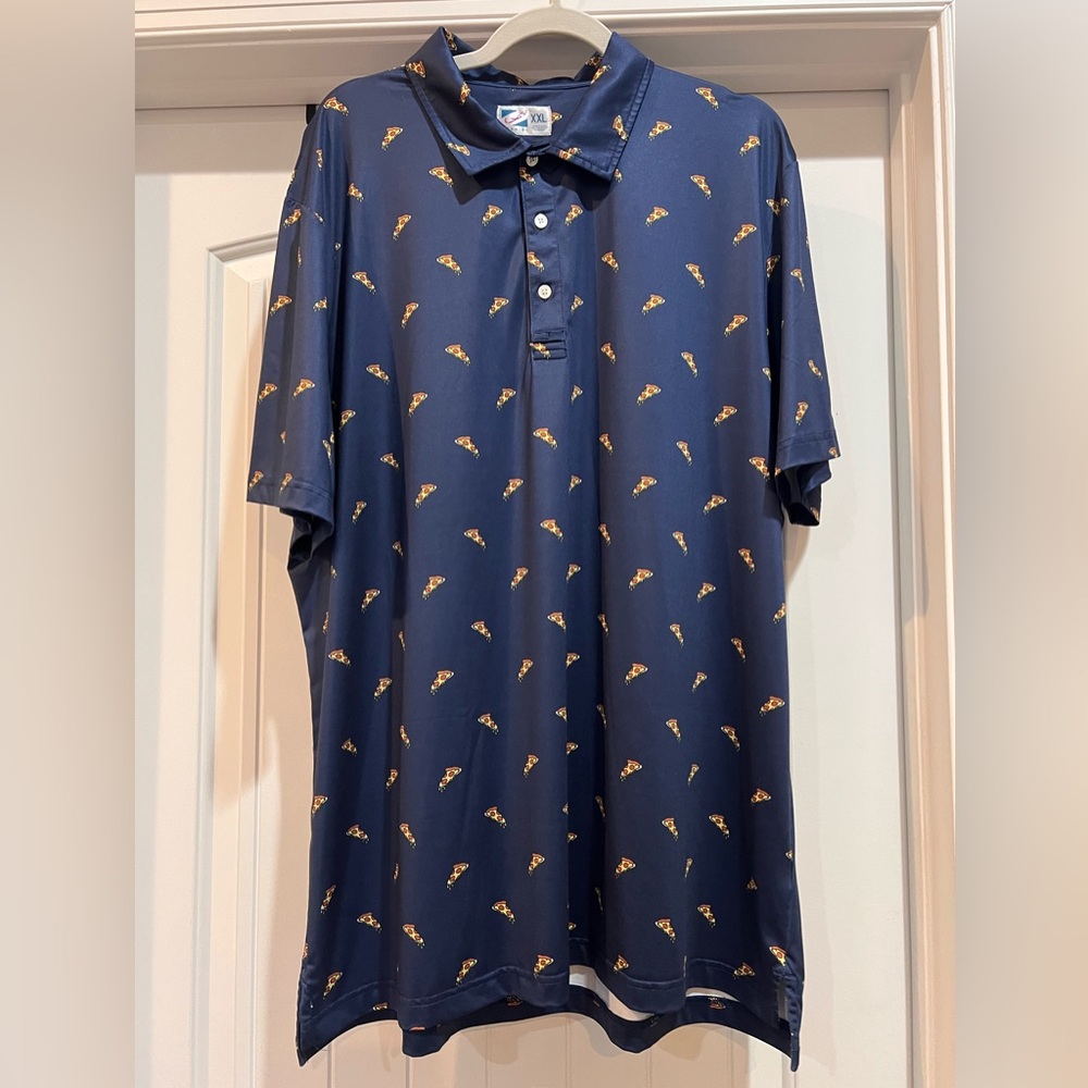 Navy Polo Shirt with Pattern